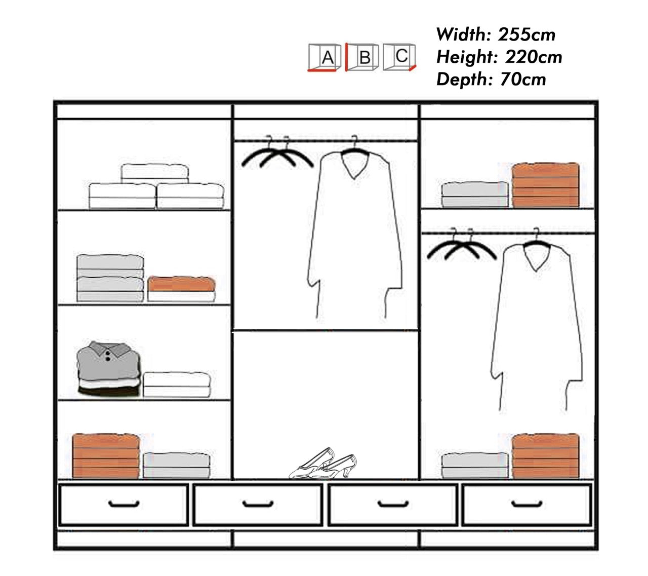 Sycylia 253cm Wardrobe