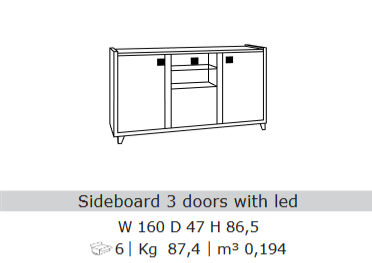 San Martino Hilton 3 Door Sideboard