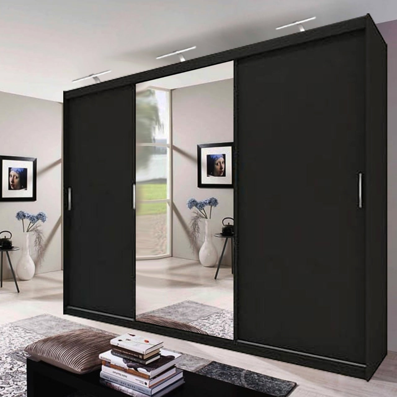 Mobini Black 3 Door 250cm Wardrobe