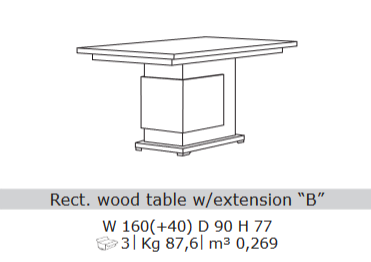 San Martino Hilton Wooden Dining Table Center Standing