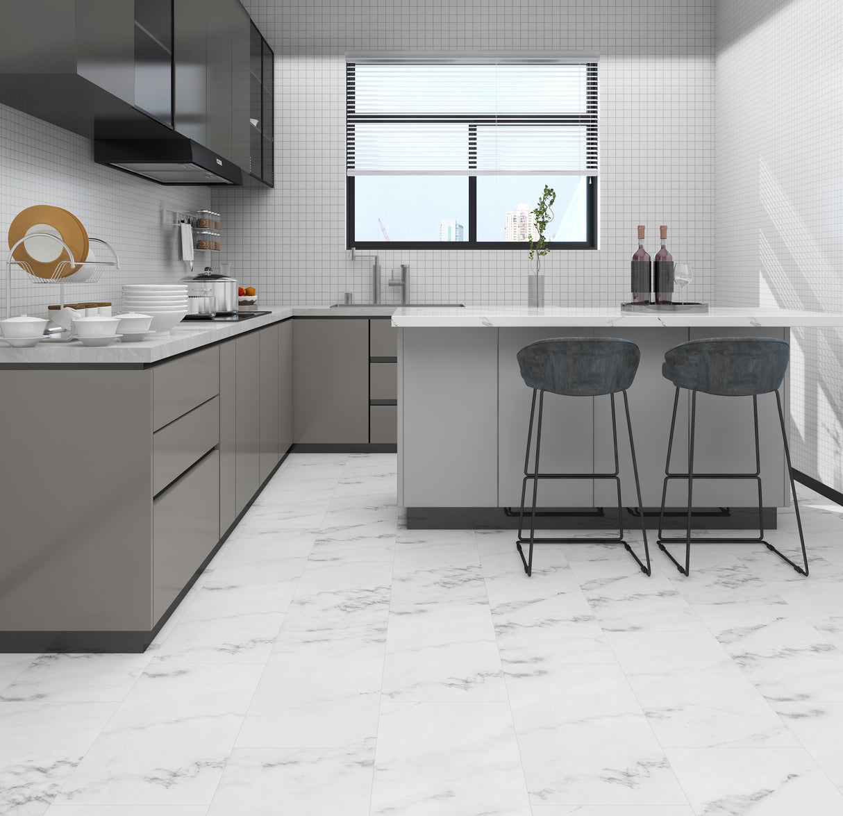 Alva Tile LVT Flooring Arabescato