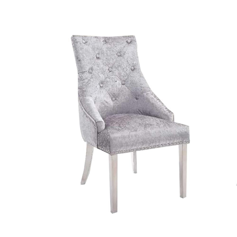 Duke Dining Chair in Silver Crushed Velvet