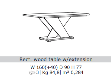 San Martino Glamour Grey Walnut Rectangular Wooden Table With Extension