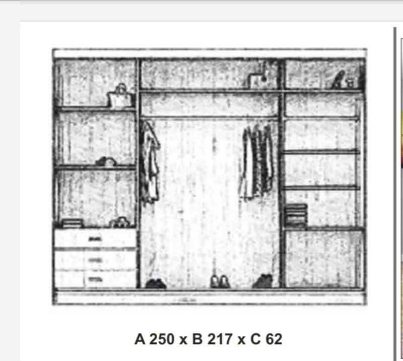 Mobini Black 3 Door 250cm Wardrobe