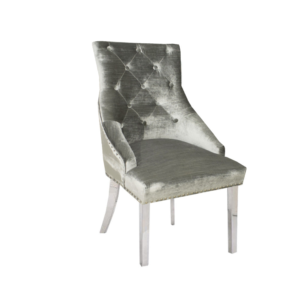 Duke Dining Chair in Pewter Shimmer Velvet
