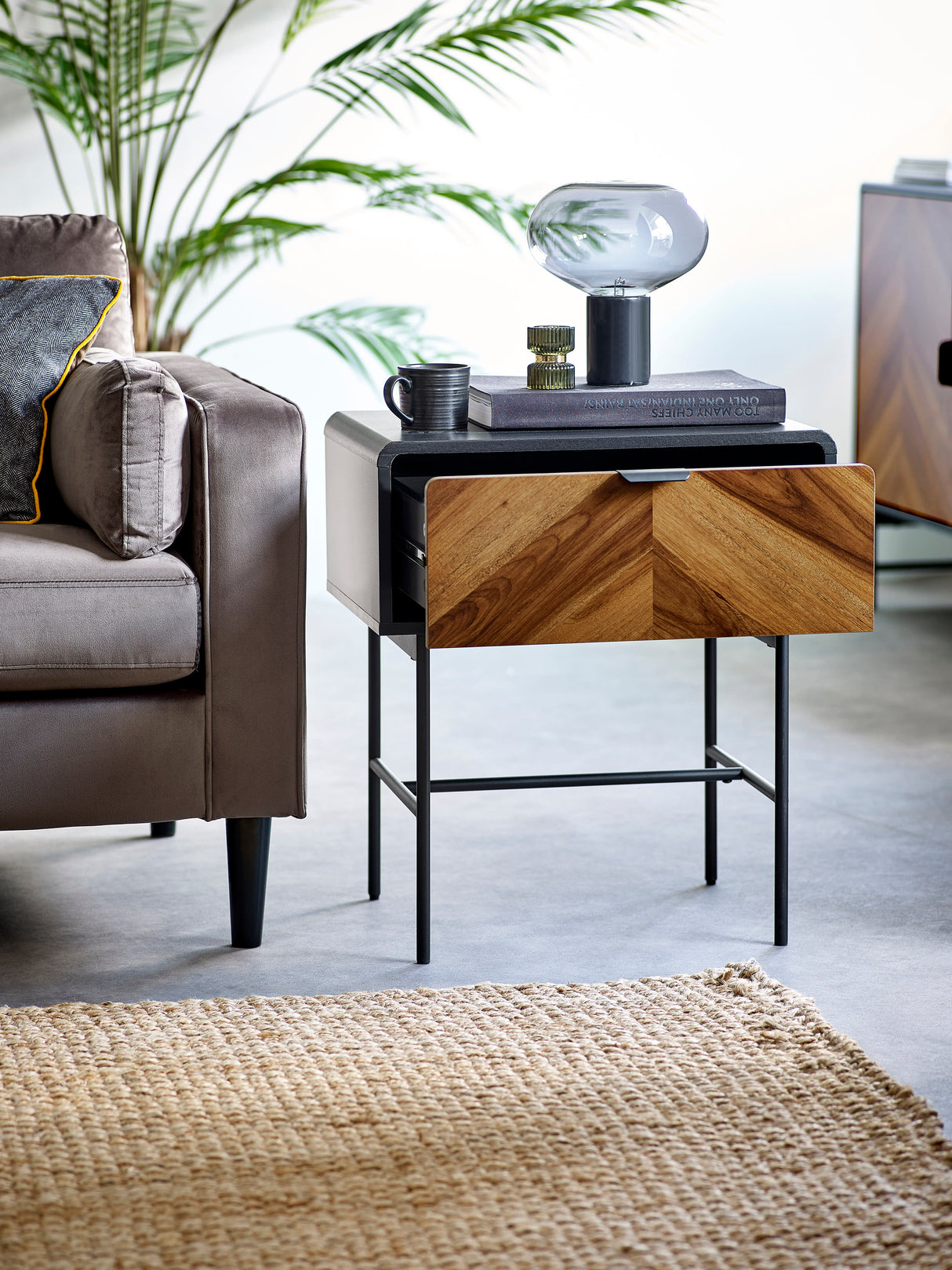 Alvin Chevron 1 Drawer Side Table