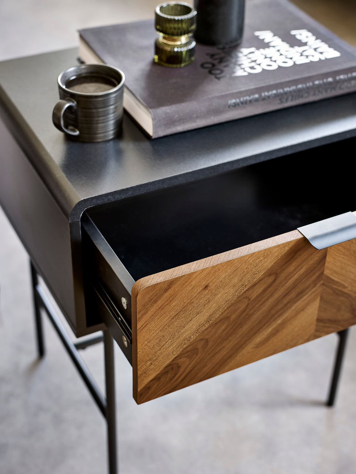 Alvin Chevron 1 Drawer Side Table