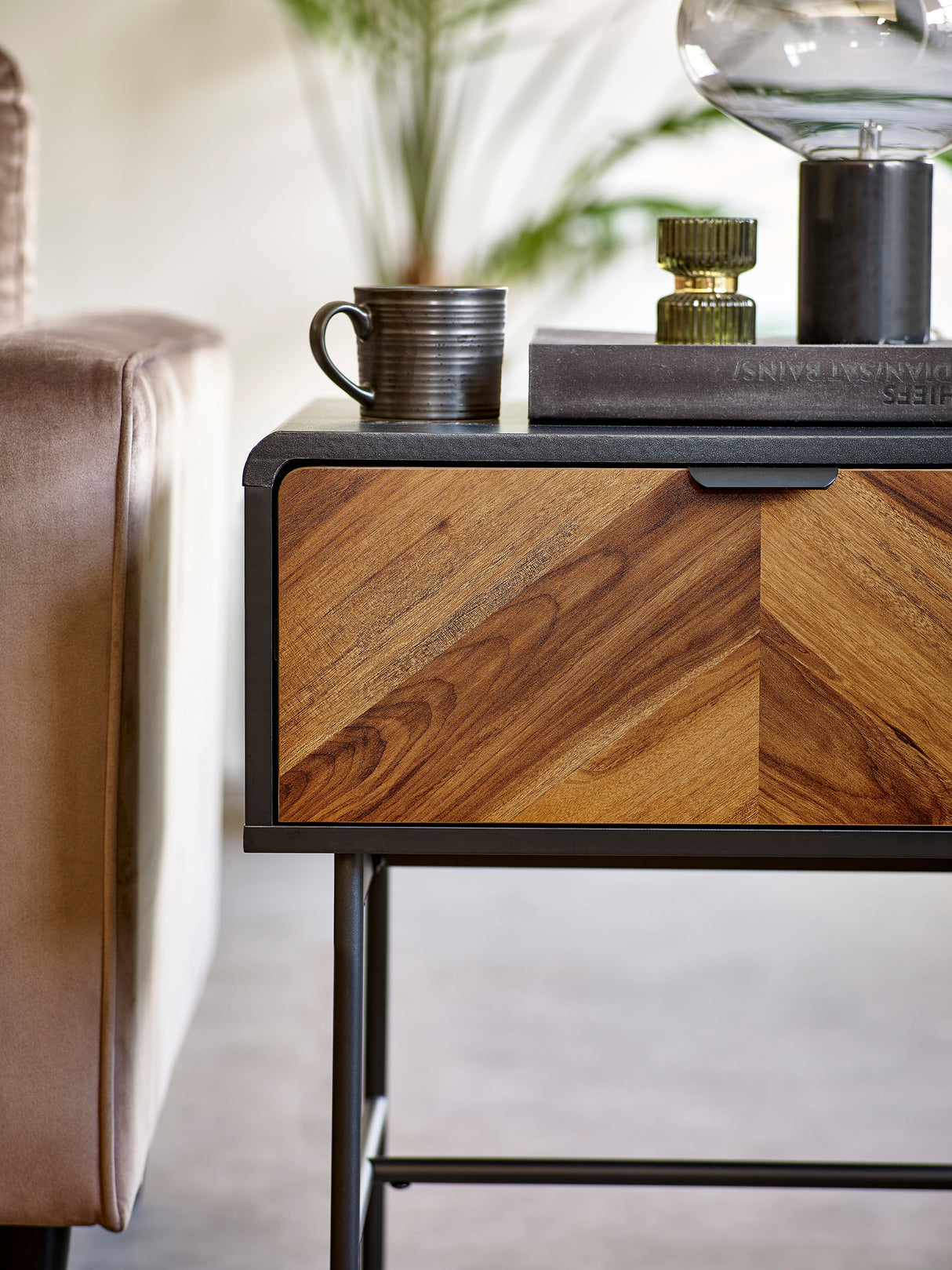 Alvin Chevron 1 Drawer Side Table