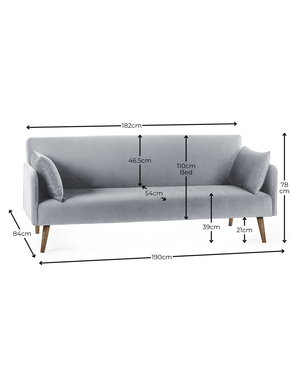 Andi Upholstered 3 Seater Sofa Bed