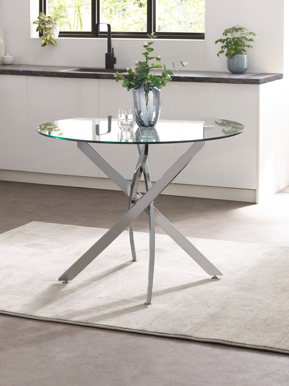 Anderson Round Glass Top 4 Seater Dining Table