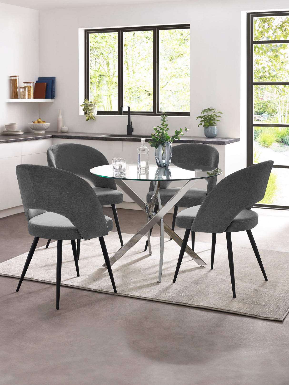Anderson Round Glass Top 4 Seater Dining Table