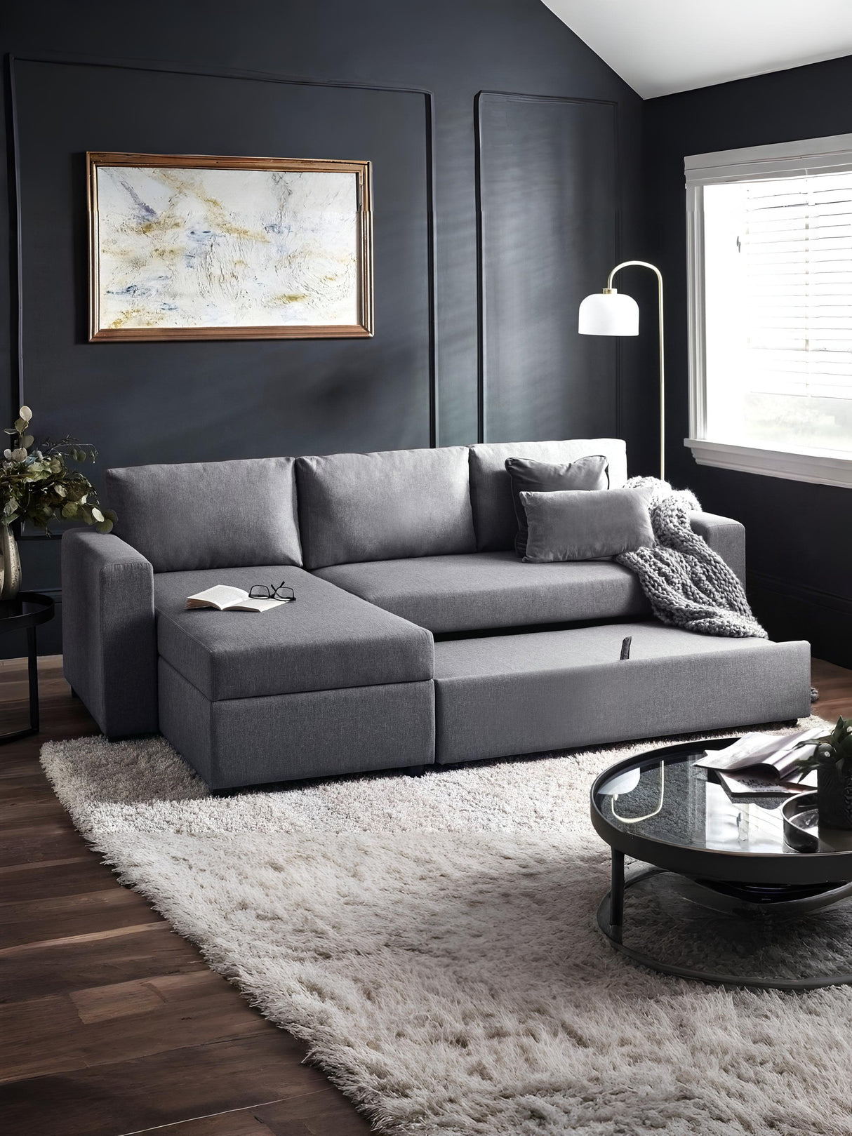 Angel Upholstered Chaise Sofa Bed with Storage