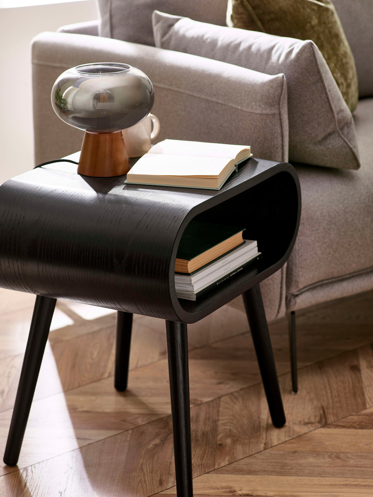Apollo Curved Square Side Table with Shelf