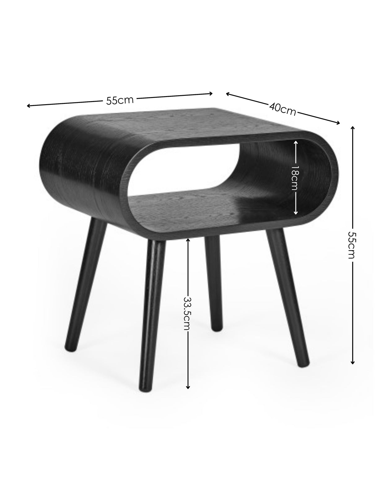 Apollo Curved Square Side Table with Shelf
