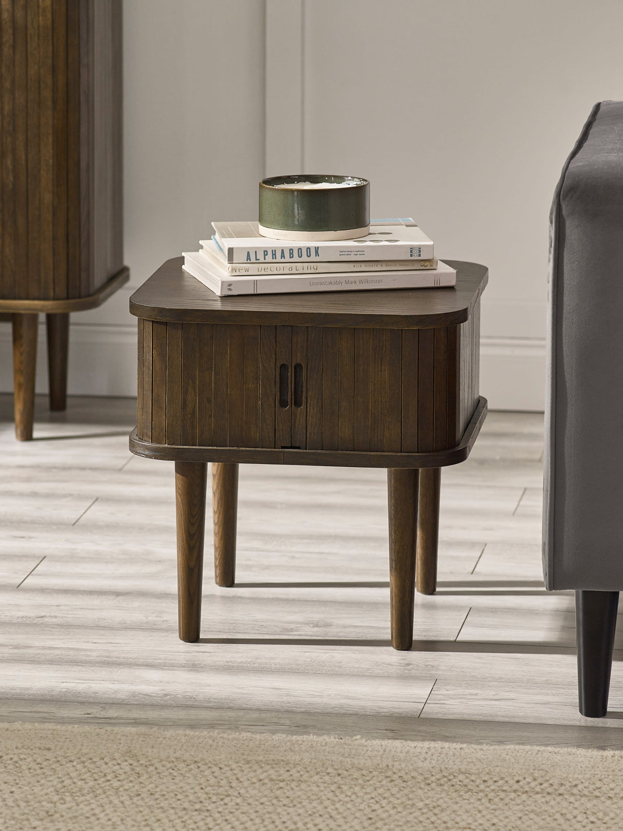 Arya Side Table with Sliding Door Storage