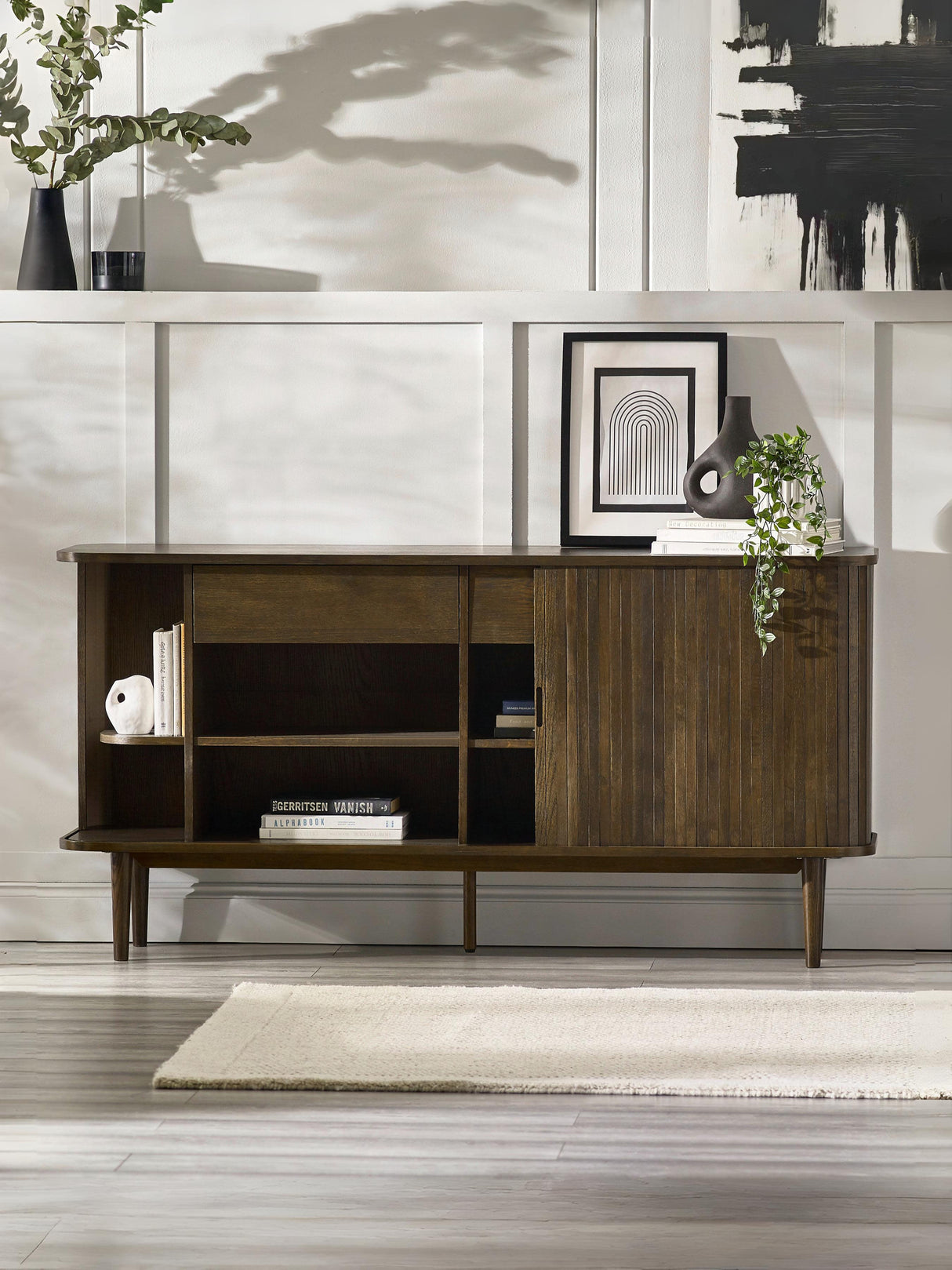 Arya Wide Sideboard with Sliding Door Storage