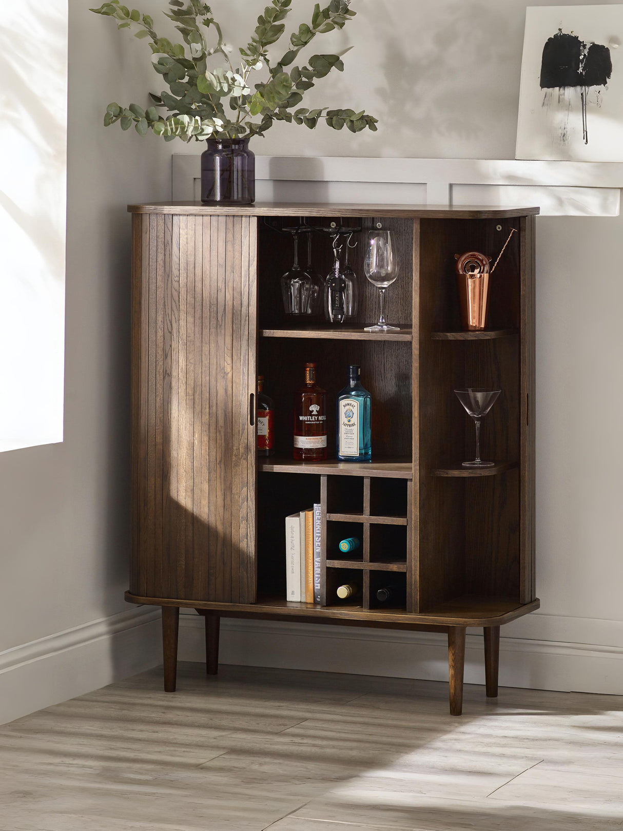 Arya Drinks Cabinet with Sliding Doors