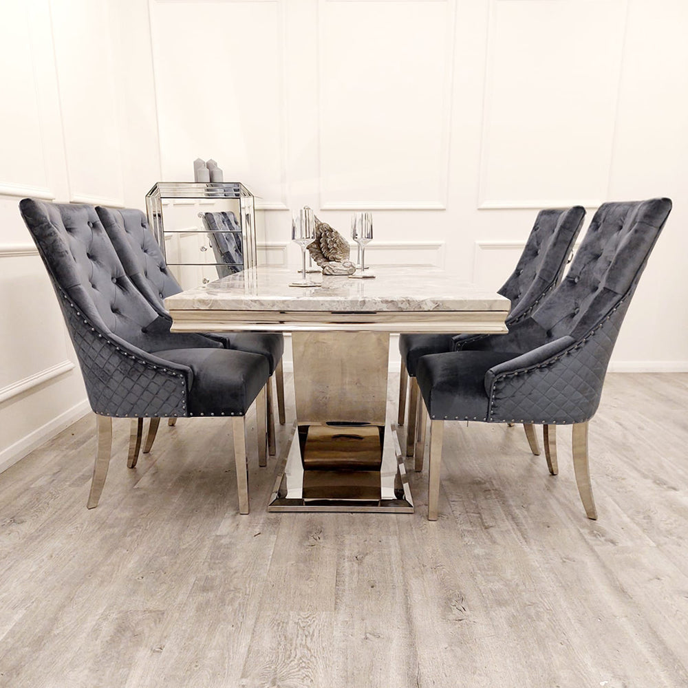 Bentley Dining Chair - With Lion Knocker & Quilted Back