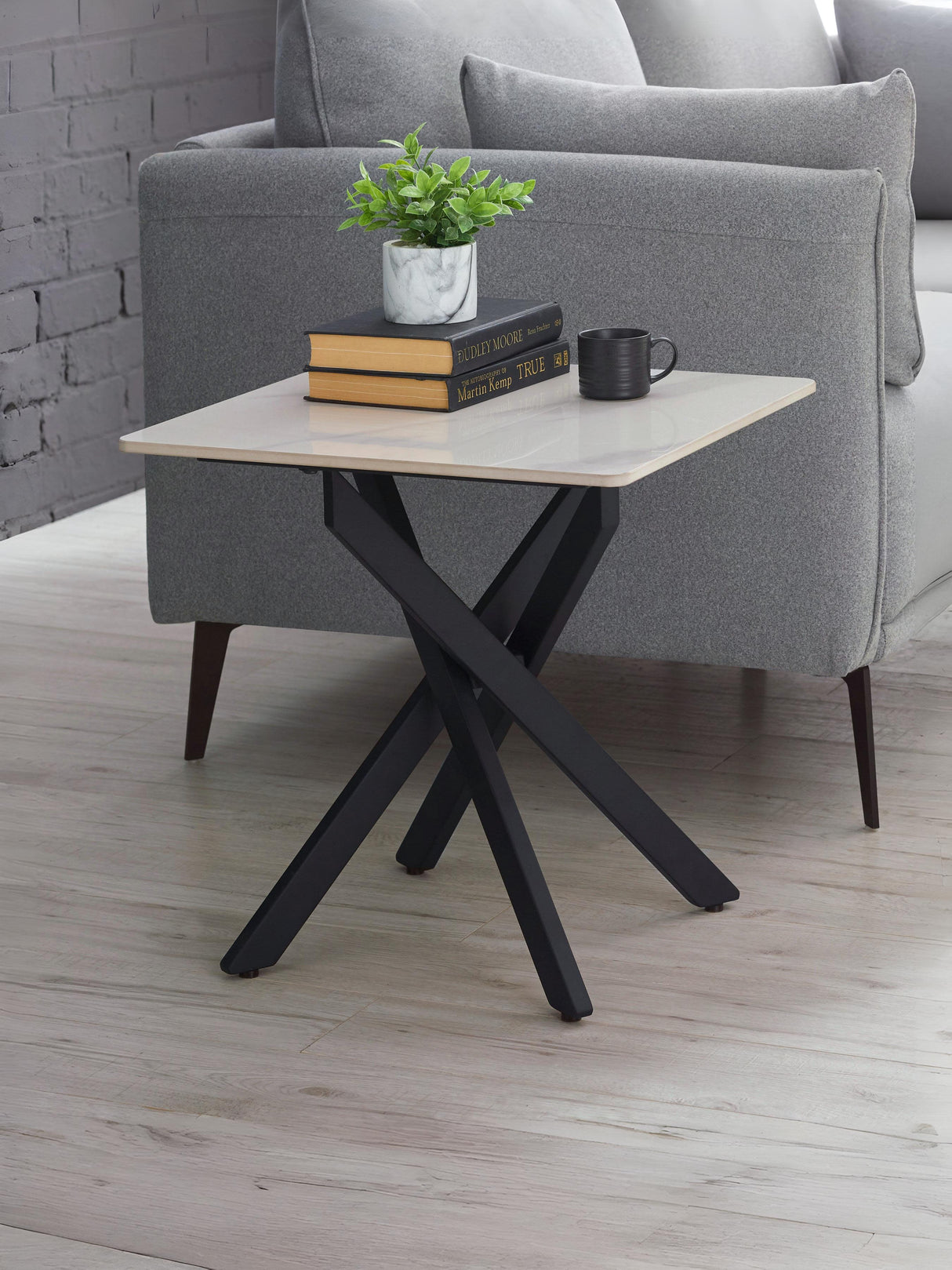 Bradley Square Ceramic Top Side Table