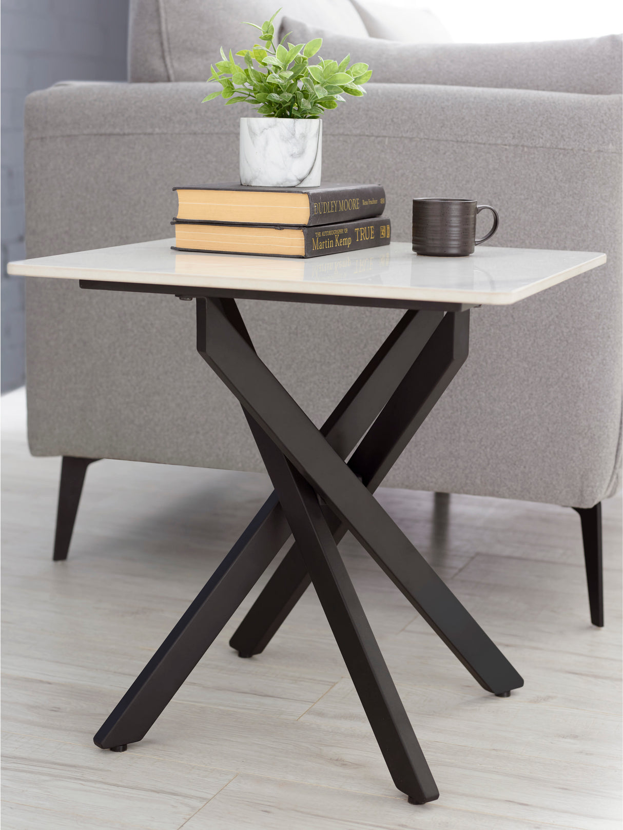 Bradley Square Ceramic Top Side Table