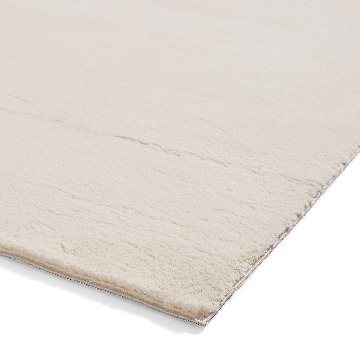 Bay Cream Plain Shaggy Washable Rug