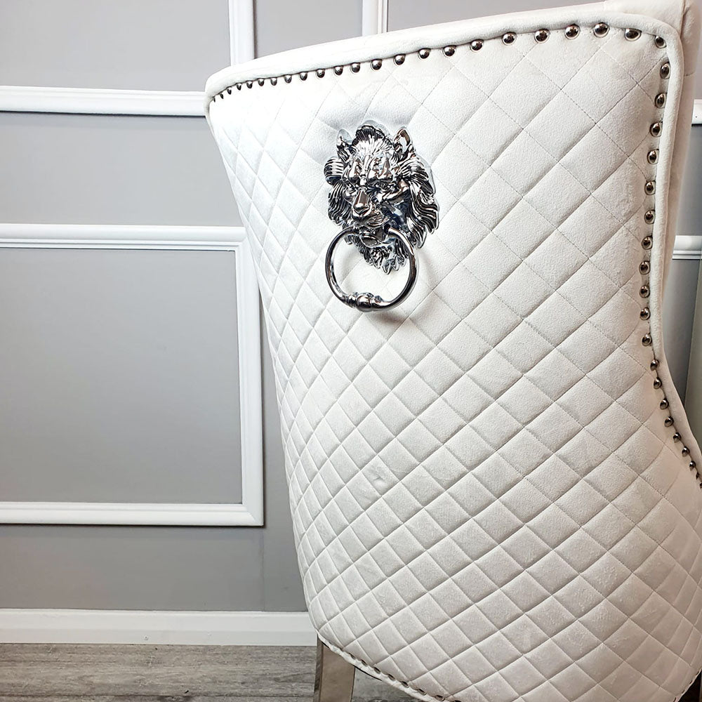 Bentley Dining Chair - With Lion Knocker & Quilted Back