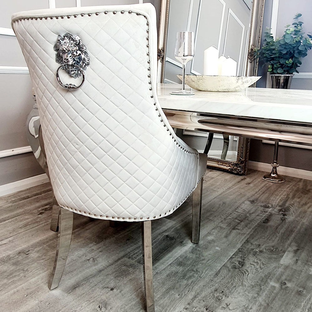 Bentley Dining Chair - With Lion Knocker & Quilted Back