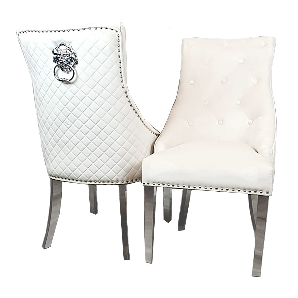 Bentley Dining Chair - With Lion Knocker & Quilted Back
