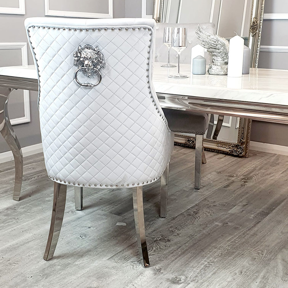 Bentley Dining Chair - With Lion Knocker & Quilted Back