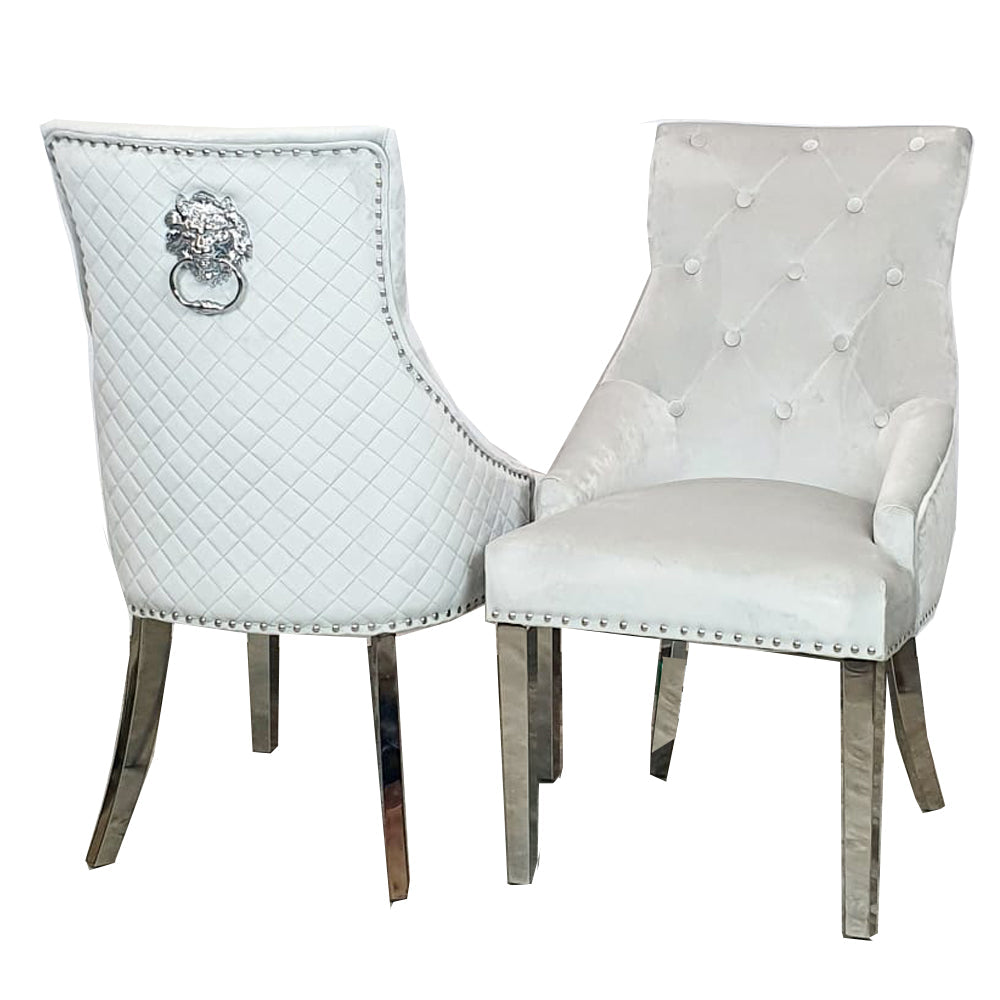 Bentley Dining Chair - With Lion Knocker & Quilted Back