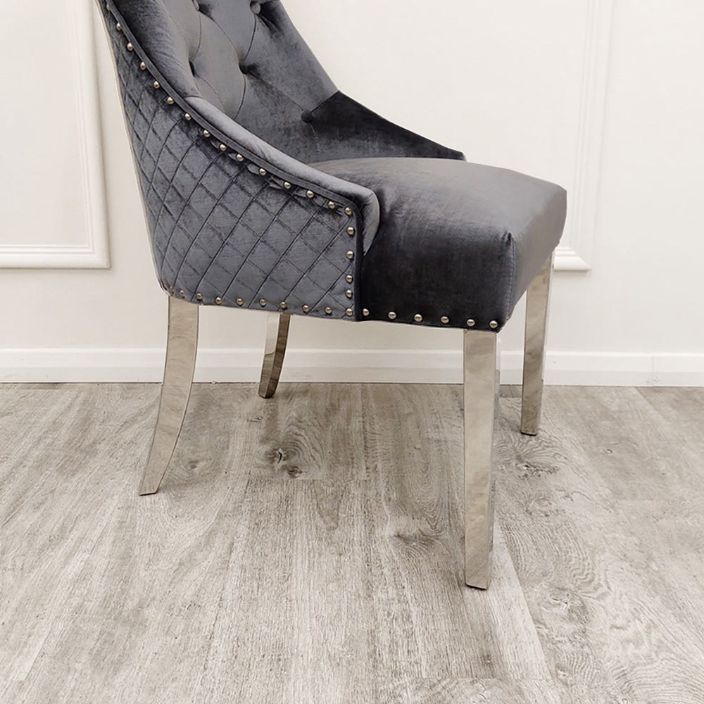 Bentley Dining Chair - With Lion Knocker & Quilted Back