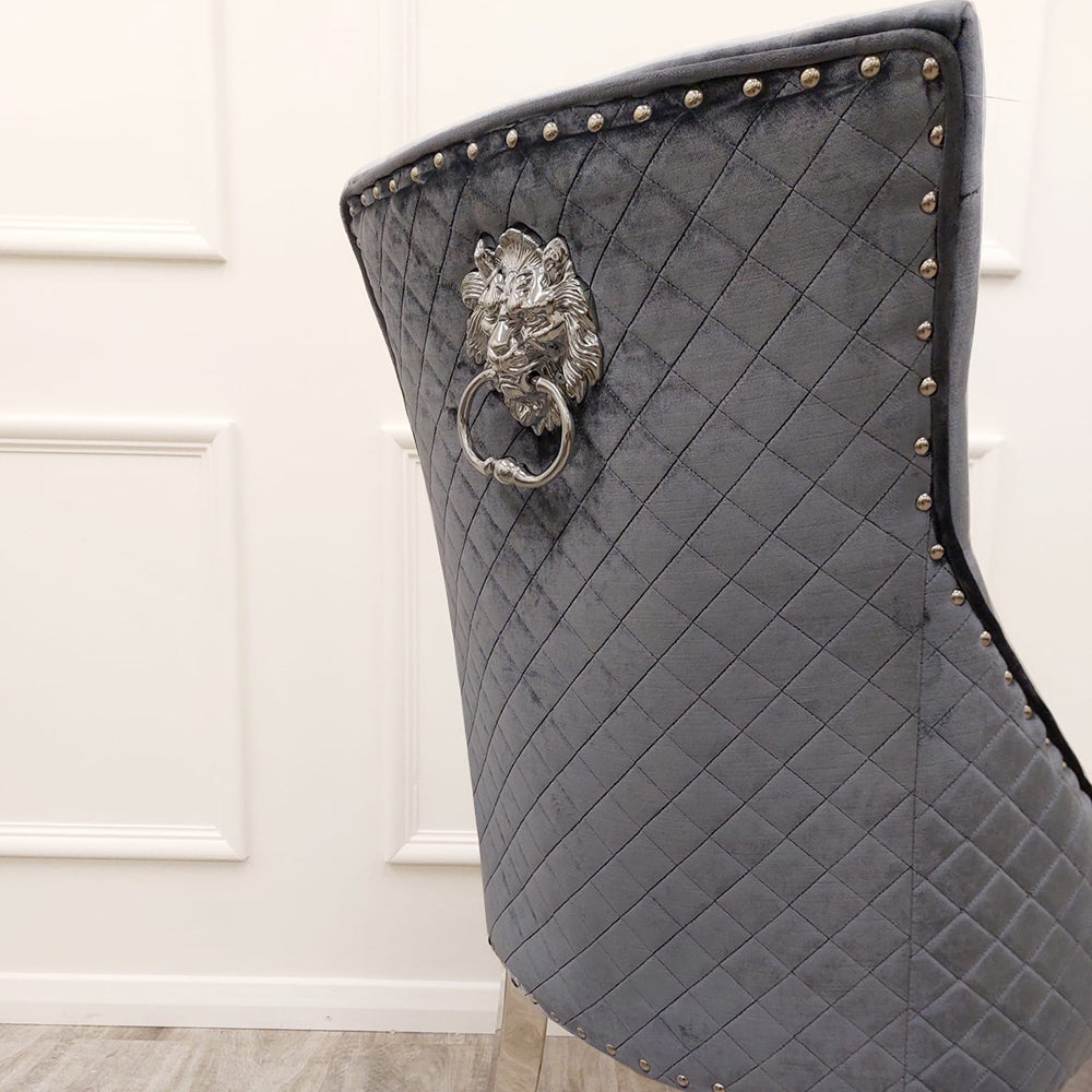 Bentley Dining Chair - With Lion Knocker & Quilted Back