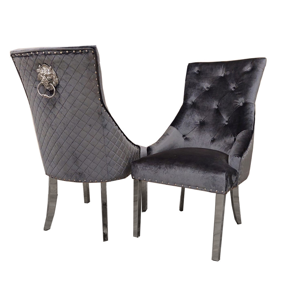 Bentley Dining Chair - With Lion Knocker & Quilted Back