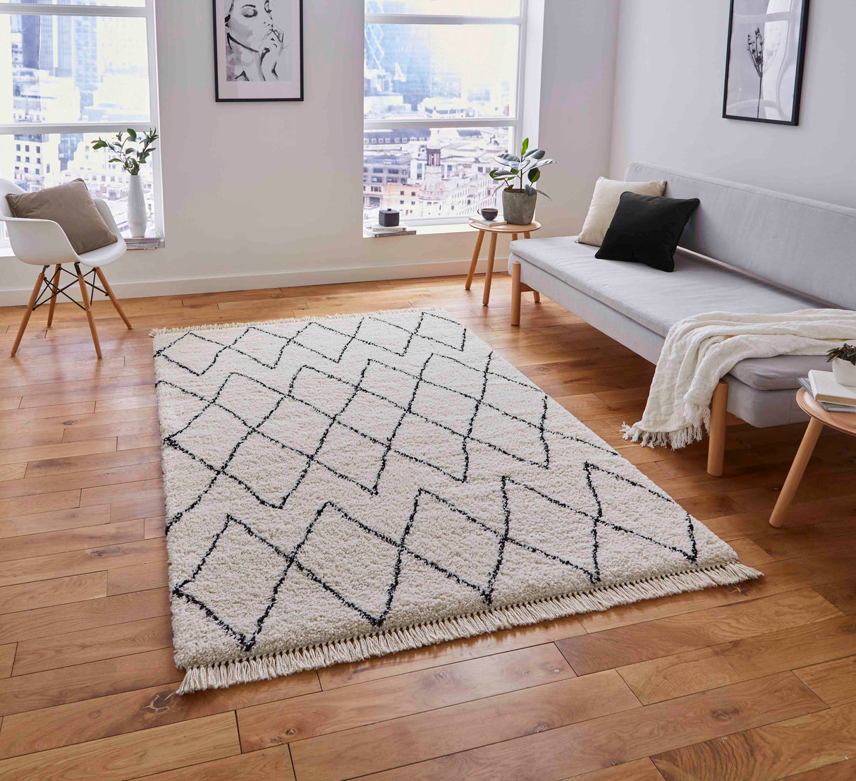 Boho 8280 White/Black Berber Rug