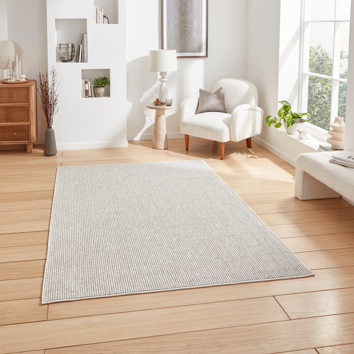 Boucle E6404 White/Grey Boucle Rug