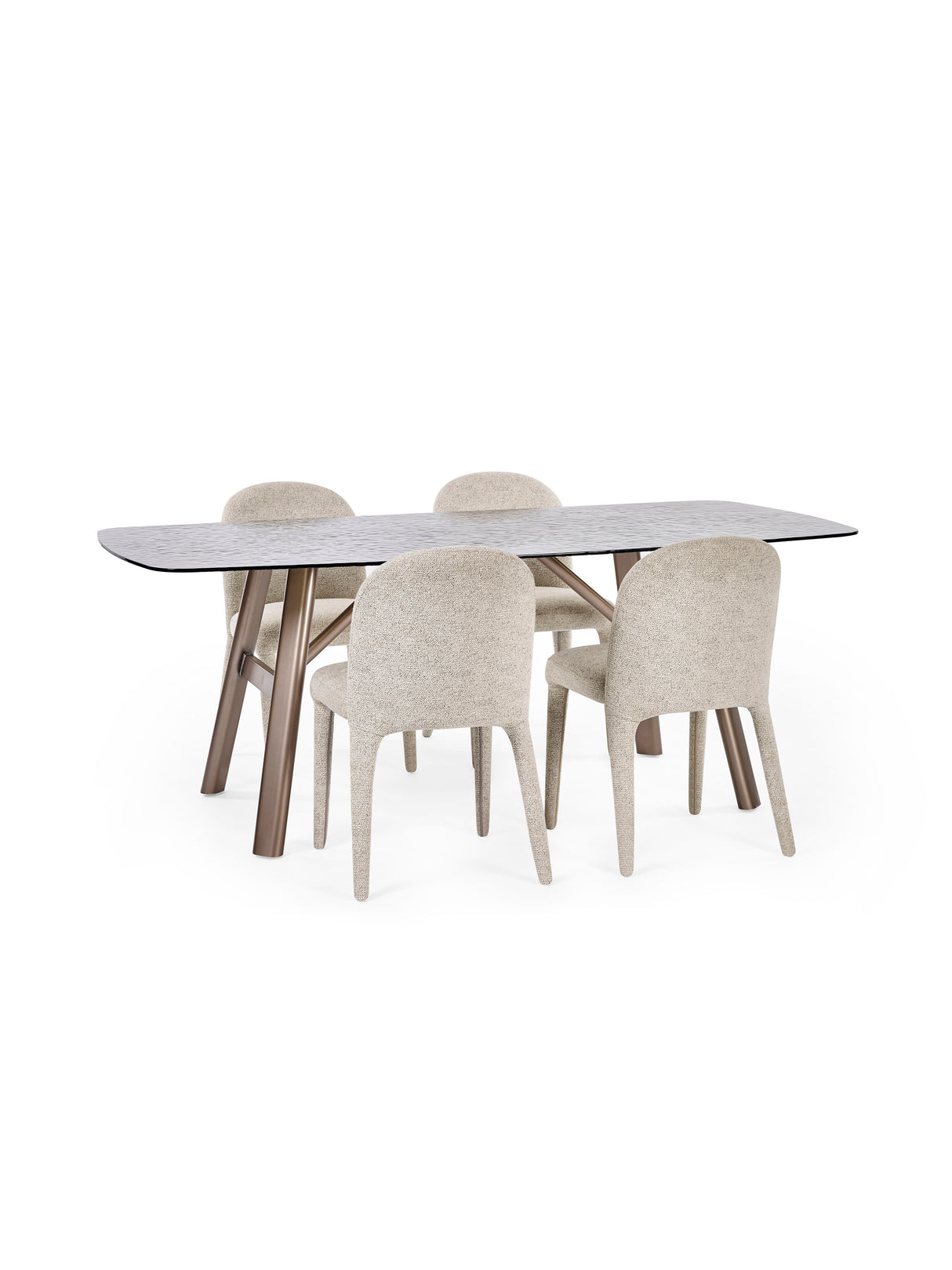 Callisto Rectangular Bubble Effect Glass Top Dining Table