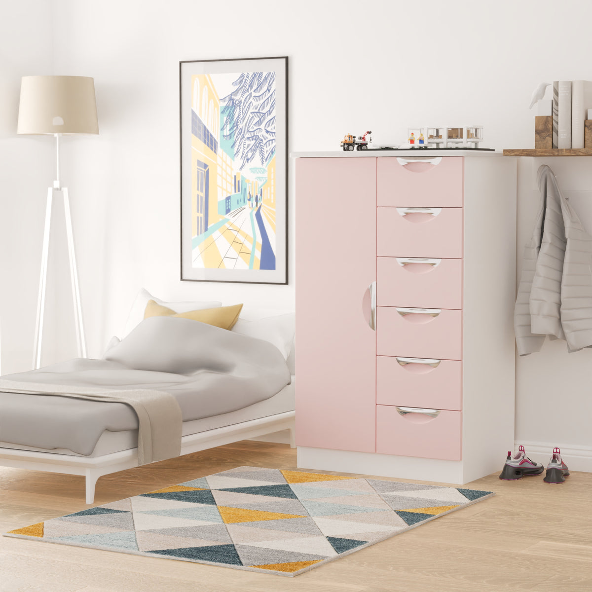 Camden 1 Door 5 Drawer Kids Robe