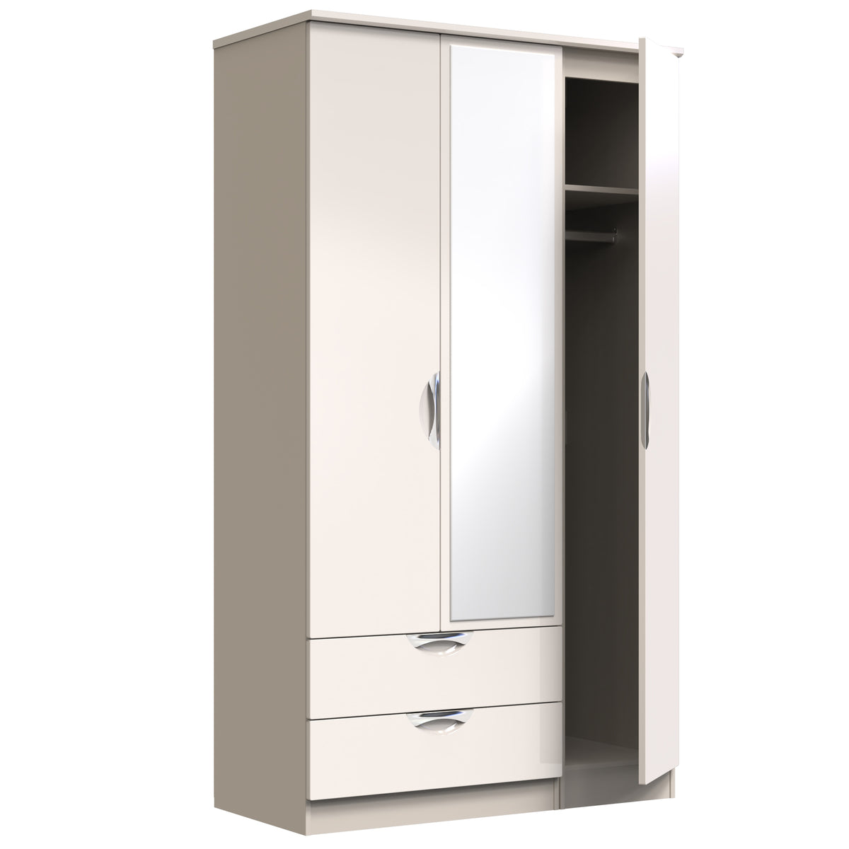 Camden Tall Triple 2 Drawer Mirrored Wardrobe