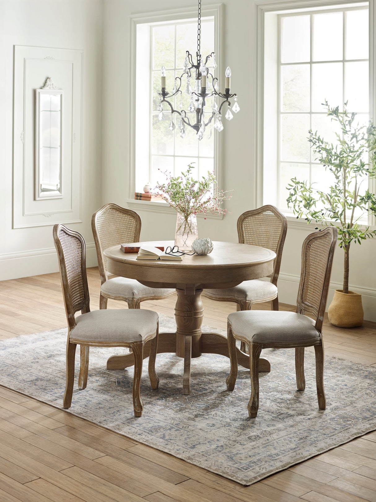 Camille French Style Round to Oval 4-6 Seater Extending Dining Table
