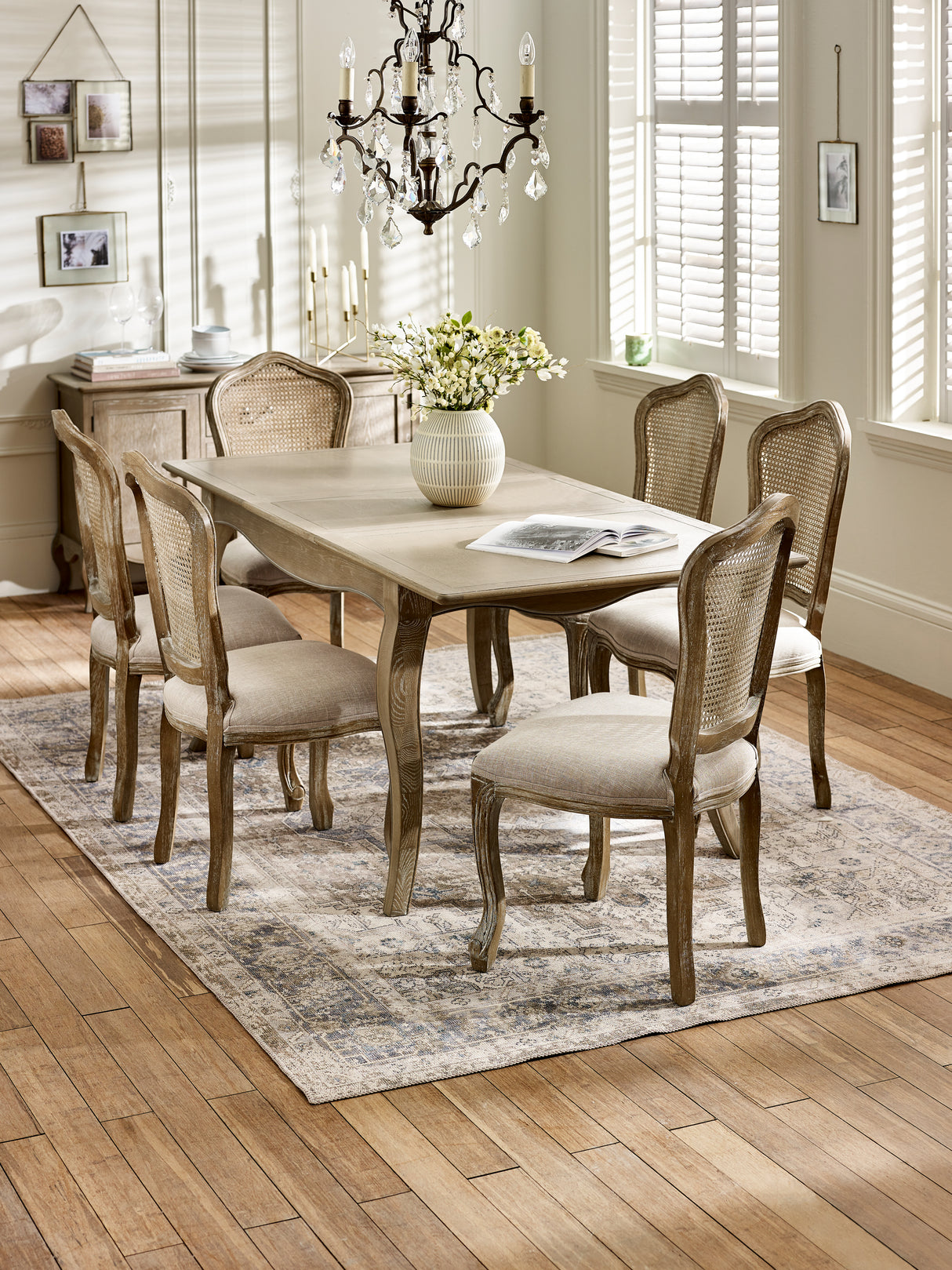 Camille French Style Rectangular 4-6 Seater Extending Dining Table