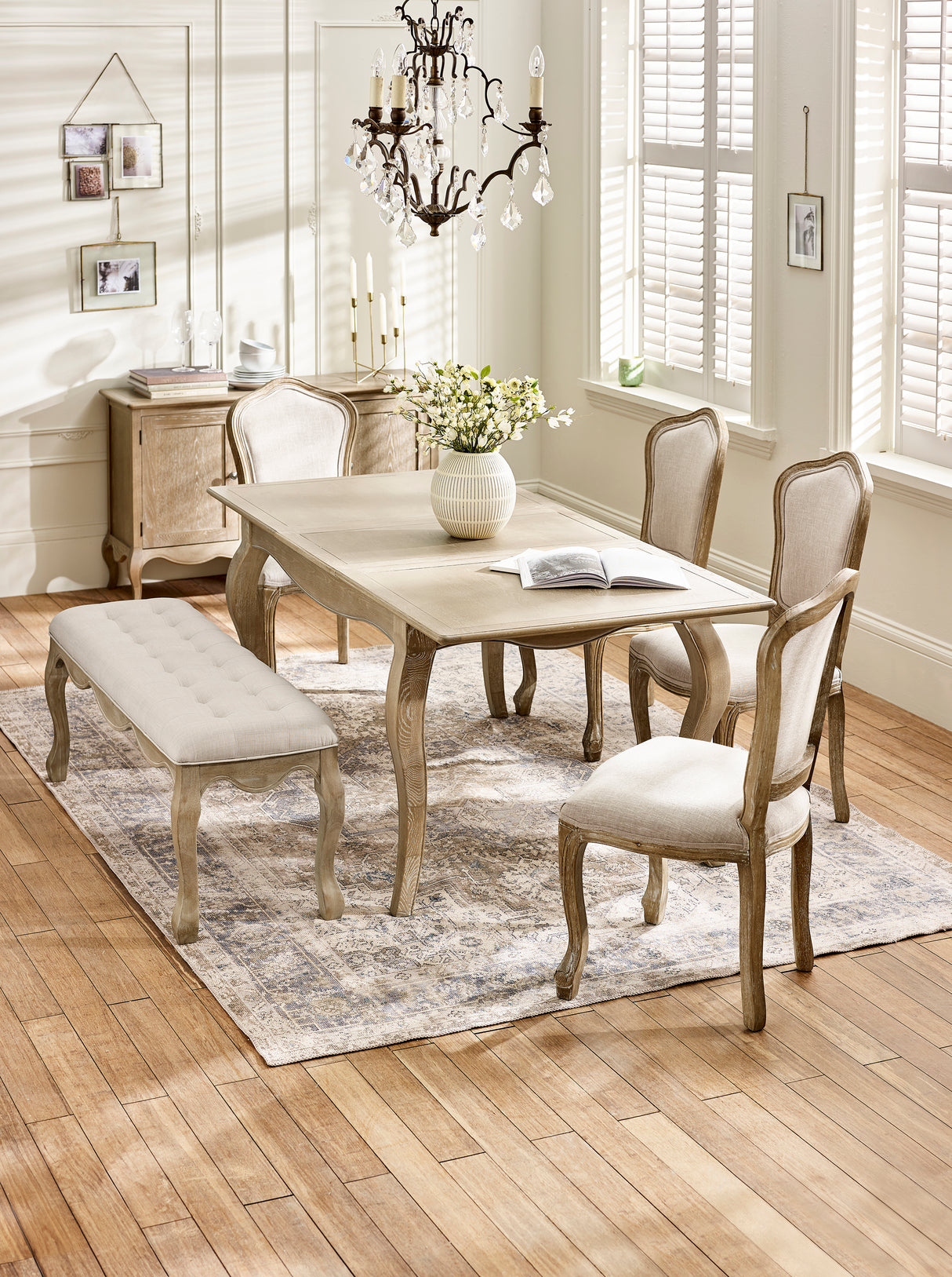 Camille French Style Rectangular 4-6 Seater Extending Dining Table