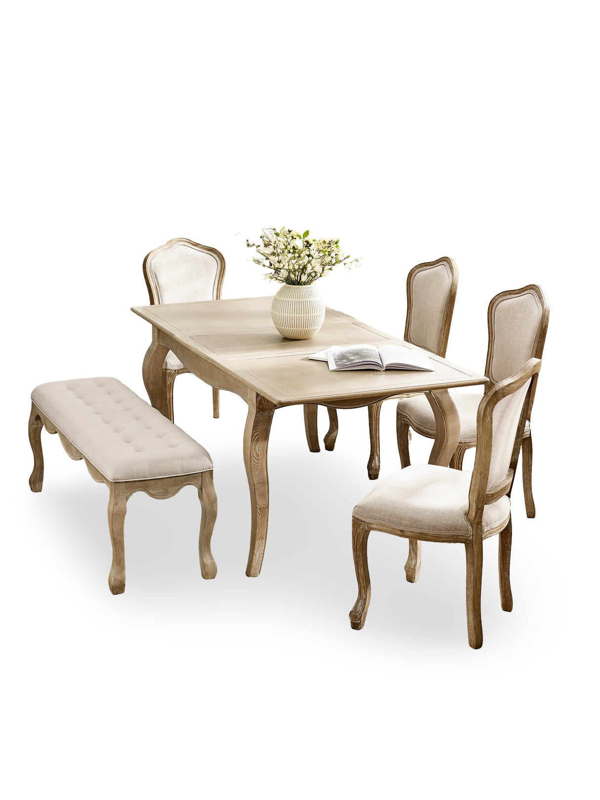 Camille French Style Rectangular 4-6 Seater Extending Dining Table