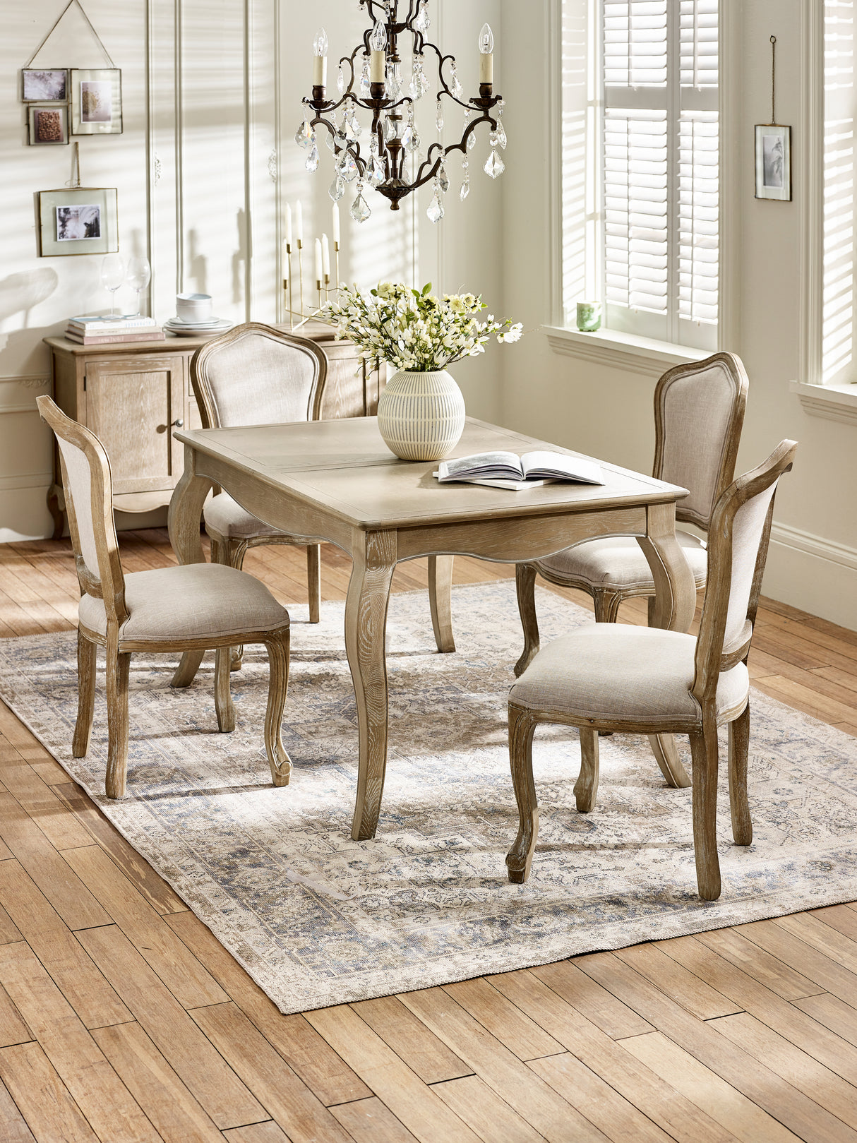 Camille French Style Rectangular 4-6 Seater Extending Dining Table