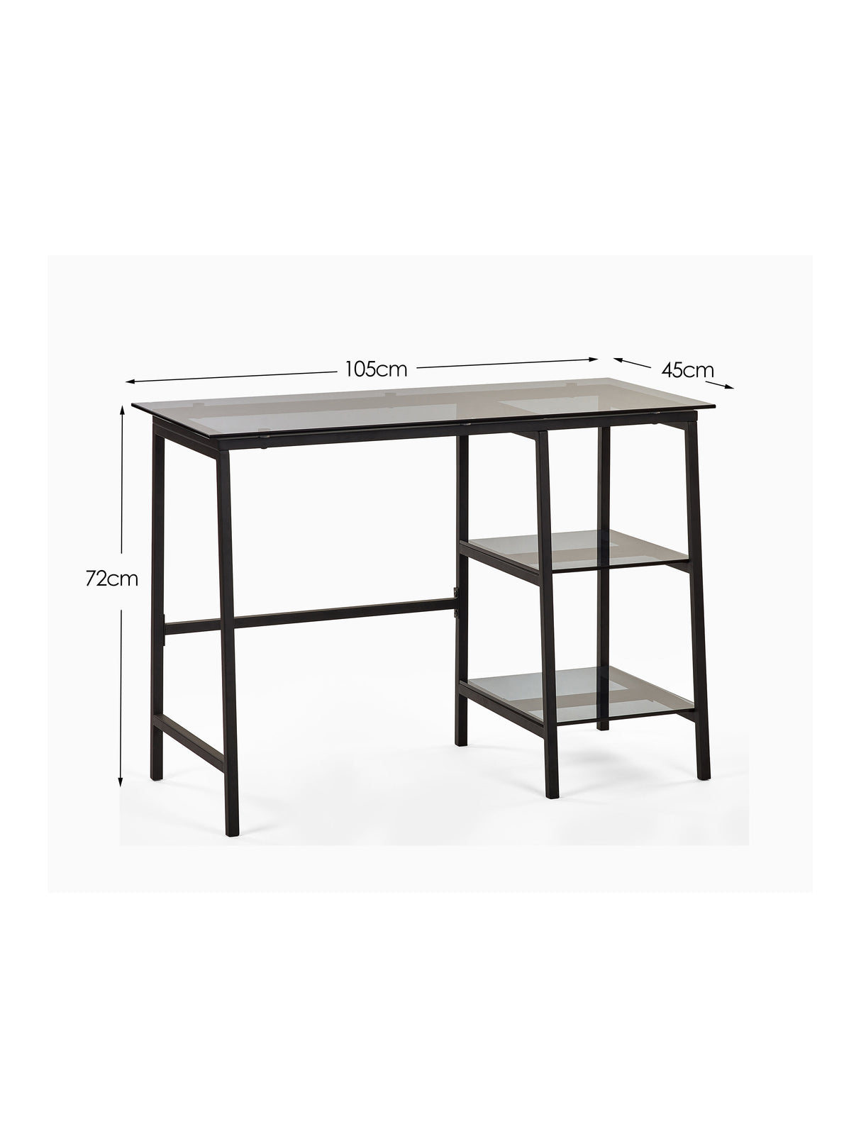 Chicago Glass Top Desk with Shelves