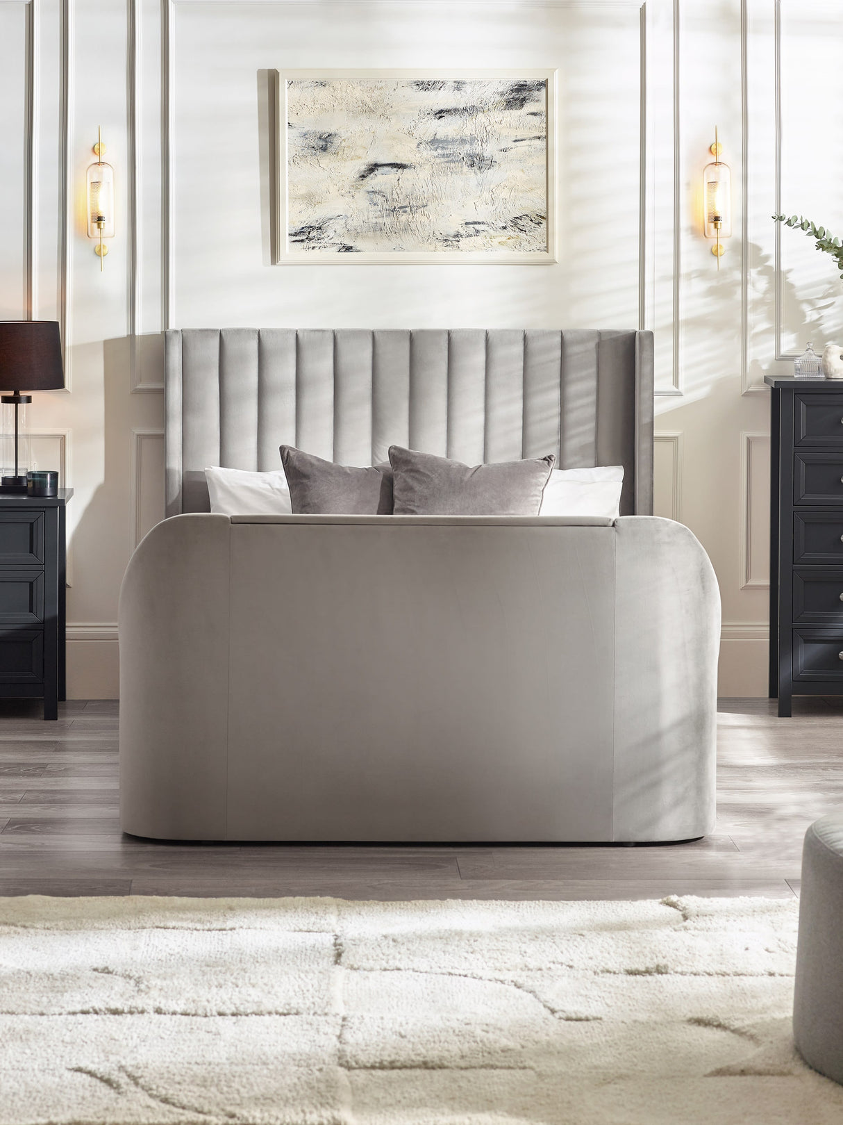 Clara Upholstered TV Ottoman Storage Bed