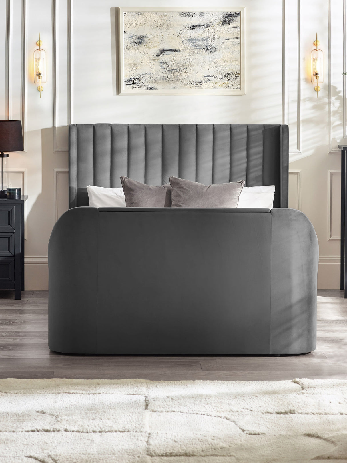 Clara Upholstered TV Ottoman Storage Bed