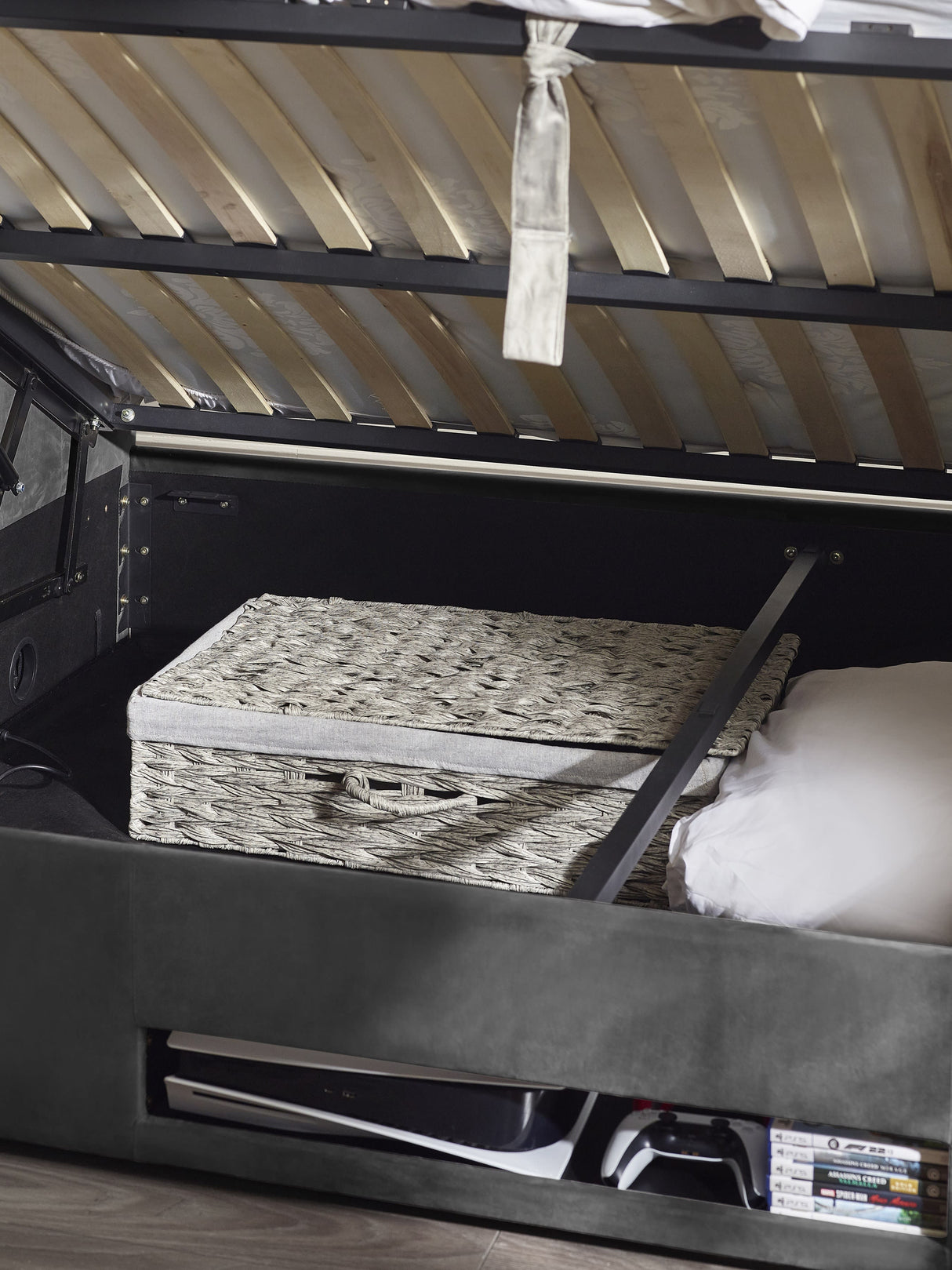 Clara Upholstered TV Ottoman Storage Bed