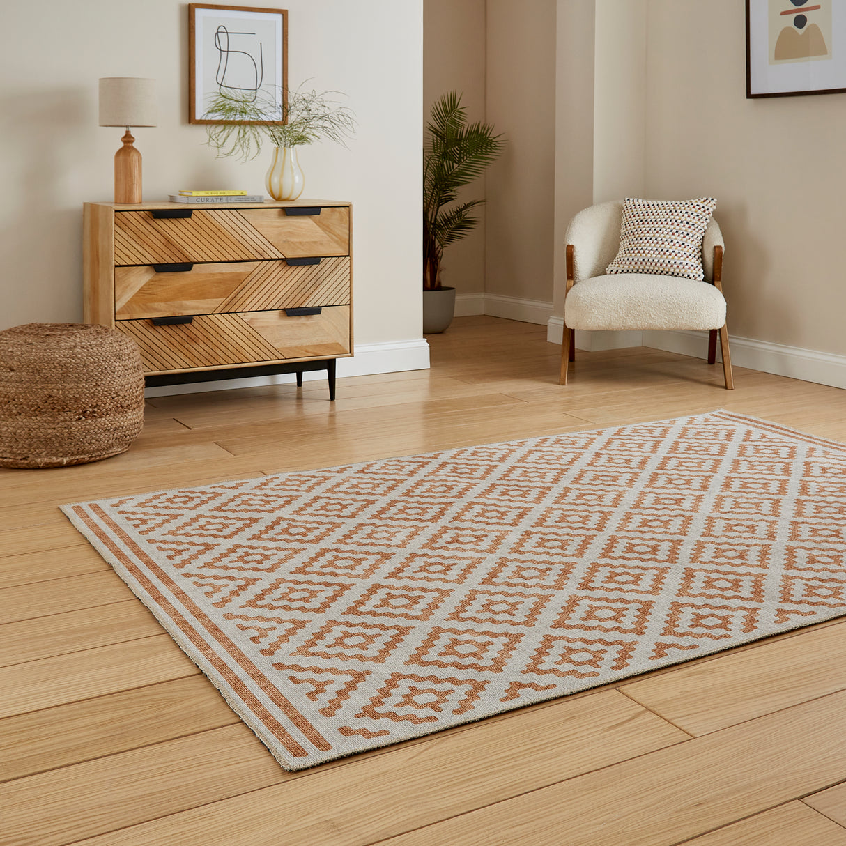 Coral H1058 Yellow Modern Washable Rug