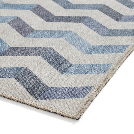 Coral H1059 Blue Modern Washable Rug