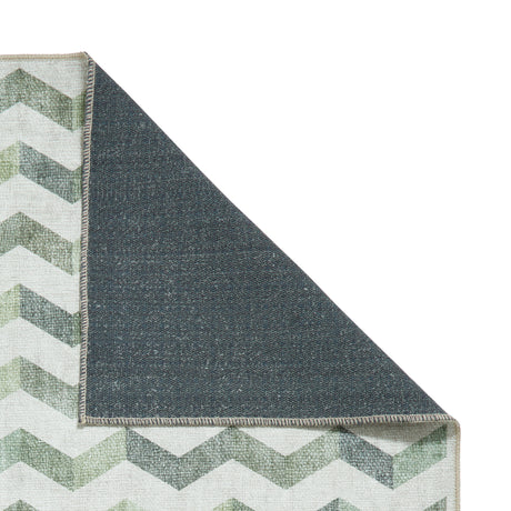 Coral H1059 Green Modern Washable Rug